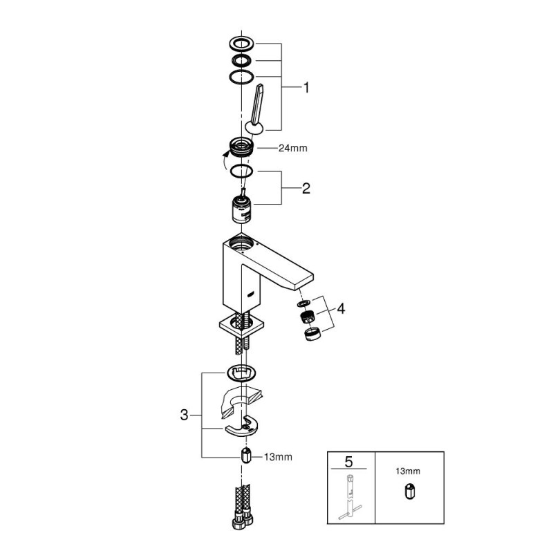 Eurocube Joy Одноважільний змішувач для раковини M-Size (23658000)