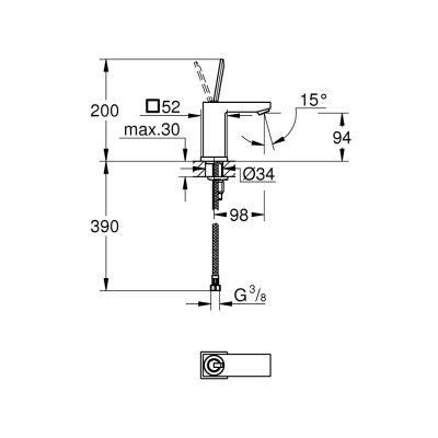 Eurocube Joy Одноважільний змішувач для раковини S-Size (23656000)