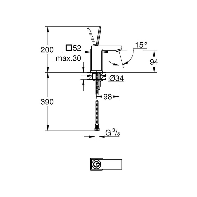 Eurocube Joy Одноважільний змішувач для раковини S-Size (23656000)