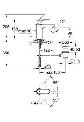 Eurosmart Cosmopolitan Одноважільний змішувач для раковини M-Size (23325000)