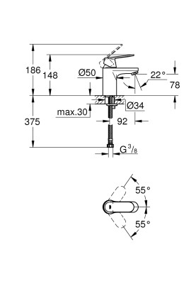 Eurosmart Cosmopolitan Одноважільний змішувач для раковини S-Size (32824000)