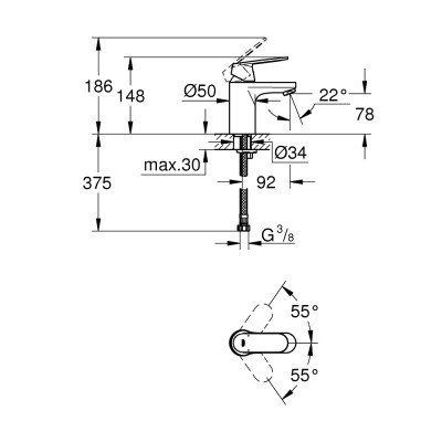 Eurosmart Cosmopolitan Одноважільний змішувач для раковини S-Size  (32824000)