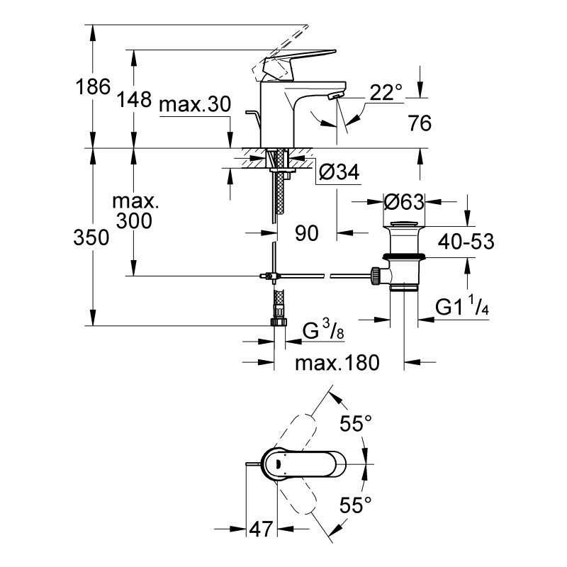 Eurosmart Cosmopolitan Одноважільний змішувач для раковини S-Size (3282500E)