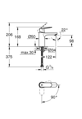 Eurosmart Cosmopolitan Одноважільний змішувач для раковини M-size (2339800E)