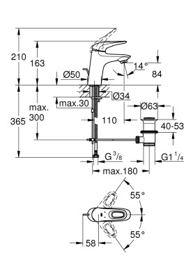 Eurostyle Одноважільний змішувач для раковини S-Size (33558003)