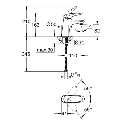 Eurostyle Одноважільний змішувач для раковини S-Size (23715003) Eurostyle Одноважільний змішувач для раковини S-Size (23715003)