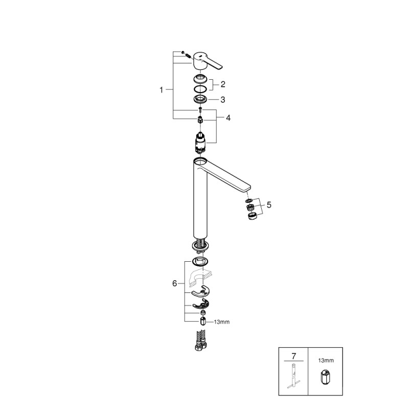 Lineare Одноважільний змішувач для раковини XL-Size (23405001)