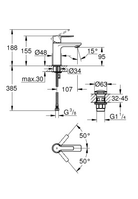 Lineare Одноважільний змішувач для раковини XS-Size (23791001)