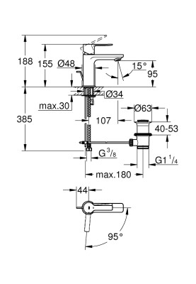 Lineare Одноважільний змішувач для раковини XS-Size (23790001)