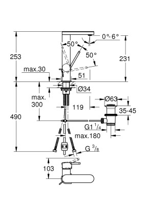 Plus Одноважільний змішувач для раковини, L-Size (23843003)