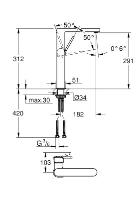 Plus Одноважільний змішувач для раковини, XL-Size (32618003)