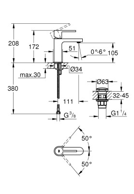 Plus Одноважільний змішувач для раковини S-Size (33163003)