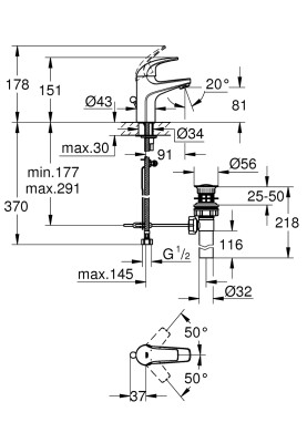 BauCurve Одноважільний змішувач для раковини S-Size (32805000)