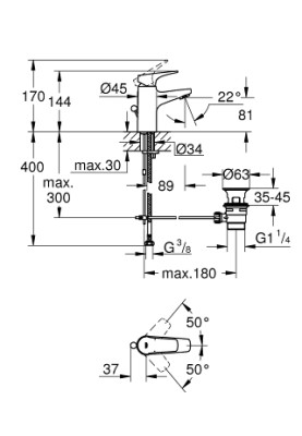 BauFlow Одноважільний змішувач для раковини S-Size (23751000)