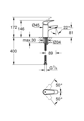 BauFlow Одноважільний змішувач для раковини S-Size (23752000)