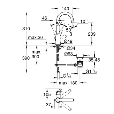 BauFlow Одноважільний змішувач для раковини L-Size (23753000) BauFlow Одноважільний змішувач для раковини L-Size (23753000)