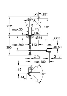 Lineare Одноважільний змішувач для раковини L-Size (23296DC1)