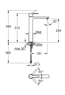 Lineare Одноважільний змішувач для раковини XL-Size (23405DC1)