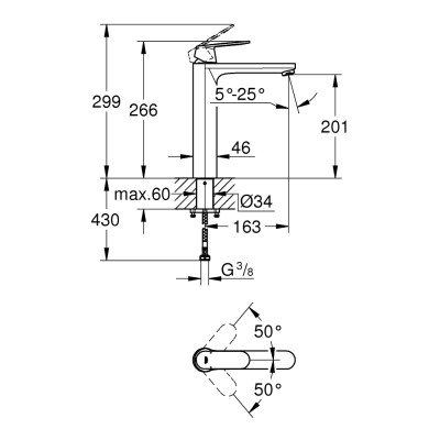 Eurosmart Cosmopolitan Одноважільний змішувач для раковини XL-Size (23921000)