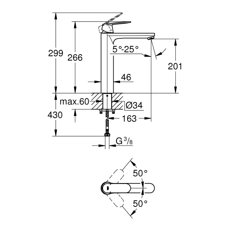 Eurosmart Cosmopolitan Одноважільний змішувач для раковини XL-Size (23921000)