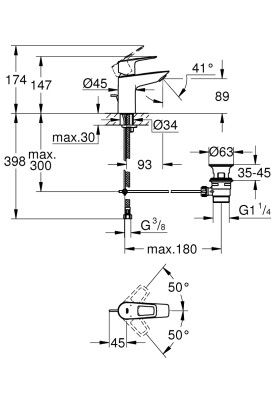 BauLoop New Одноважільний змішувач для раковини S-Size (23335001)