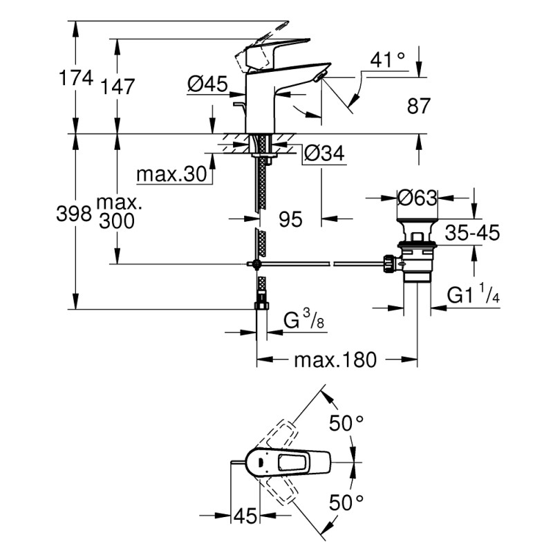 BauLoop New Одноважільний змішувач для раковини S-Size LowFlow (23877001)