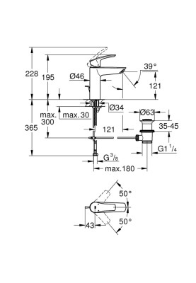 Eurosmart New Одноважільний змішувач для раковини M-Size (23322003)