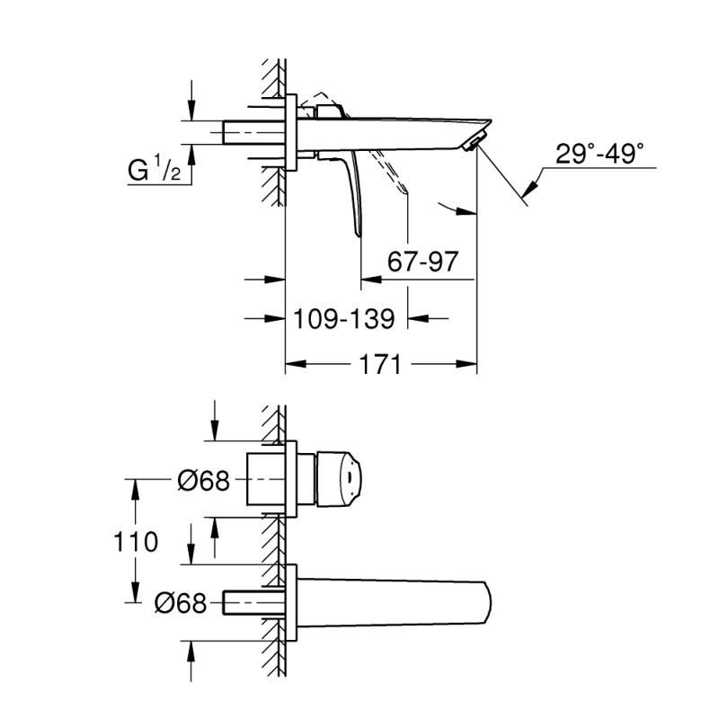 Eurosmart New Змішувач для раковини на 2 отвори S-Size (29337003)
