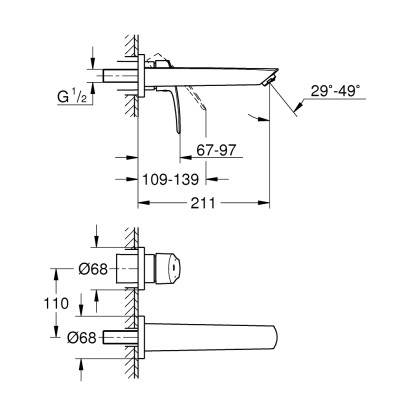 Eurosmart New Змішувач для раковини на 2 отвори M-Size (29338003)