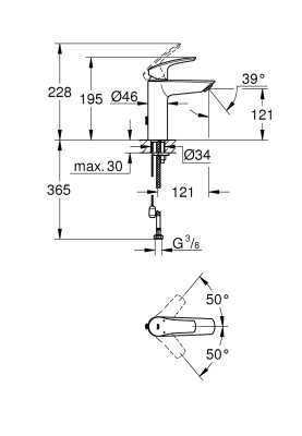 Eurosmart New Одноважільний змішувач для раковини M-Size (23323003)