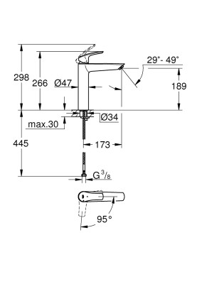 Eurosmart New Одноважільний змішувач для раковини XL-Size (24164003)