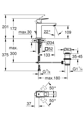 Eurocube Одноважільний змішувач для раковини M-Size (23445DC0)