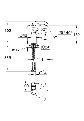 Essence Змішувач одноважільний для раковини M-Size (24176KF1)