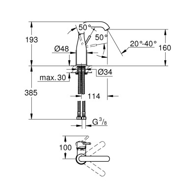Essence Змішувач одноважільний для раковини M-Size (24176KF1) Essence Змішувач одноважільний для раковини M-Size (24176KF1)
