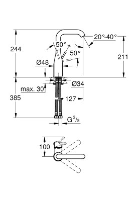 Essence Одноважільний змішувач для раковини L-Size (24177KF1)