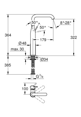 Essence Одноважільний змішувач для раковини XL-Size (24170DC1)