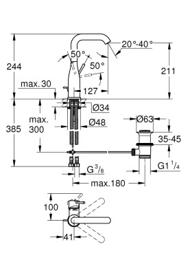 Essence Одноважільний змішувач для раковини L-Size (24174DC1)