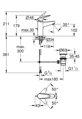 Euroeco Одноважільний змішувач для раковини M-Size (24265001)