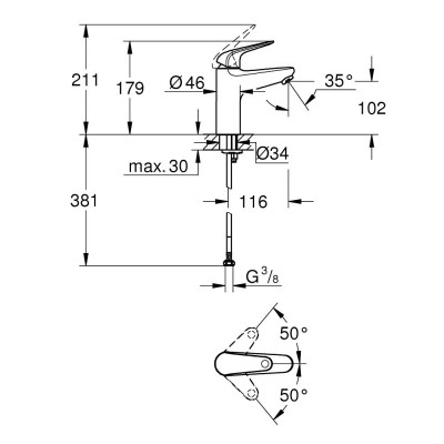 Euroeco Одноважільний змішувач для раковини M-Size (24266001)