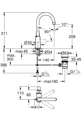 Euroeco Одноважільний змішувач для раковини L-Size (24272001)