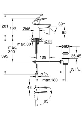 Eurosmart Одноважільний змішувач для раковини S-Size (329262433)