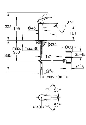 Eurosmart Одноважільний змішувач для раковини M-Size (233222433)