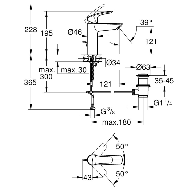 Eurosmart Одноважільний змішувач для раковини M-Size (233222433)