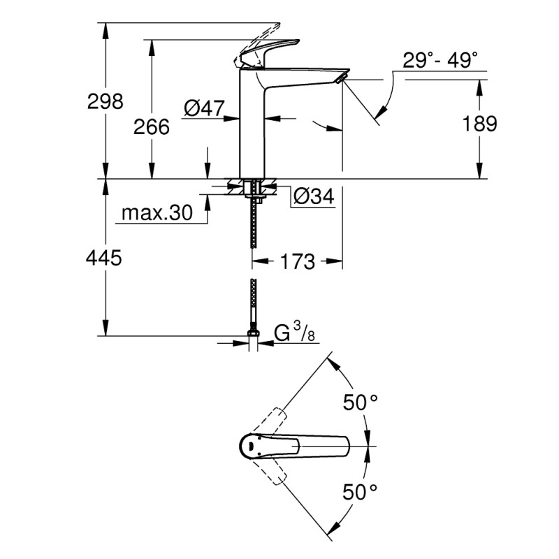Eurosmart Одноважільний змішувач для раковини XL-Size (239712433)