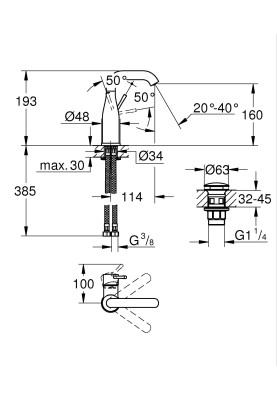 Essence Одноважільний змішувач для раковини 1/2" M-розміру (24181001)