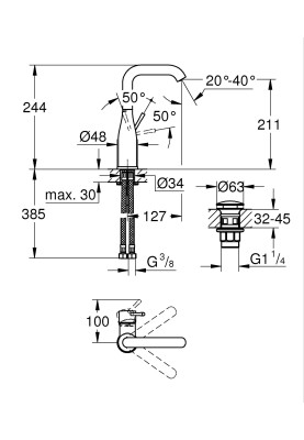 Essence Одноважільний змішувач для раковини 1/2" L-розміру (24182001)