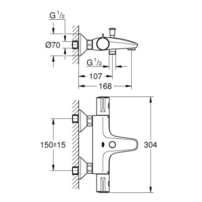 Grohtherm 800 Термостат для ванни (34567000) Grohtherm 800 Термостат для ванни (34567000)