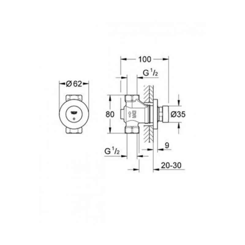 Нажимний автоматичний вентиль GROHE Euroeco Cosmopolitan T (36268000)