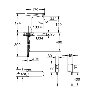 Eurosmart Cosmopolitan E Інфрачервона електроніка для раковини L-Size (36421000) Eurosmart Cosmopolitan E Інфрачервона електроніка для раковини L-Size (36421000)
