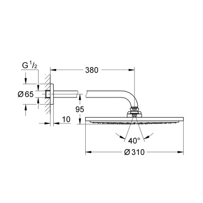 Rainshower Cosmopolitan 310 Верхній душ з душовим кронштейном 380 мм (26066000)